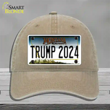 Trump 2024 Montana Novelty License Plate Hat Unconstructed Cotton / Khaki