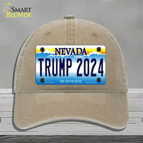 Trump 2024 Nevada Novelty License Plate Hat Unconstructed Cotton / Khaki