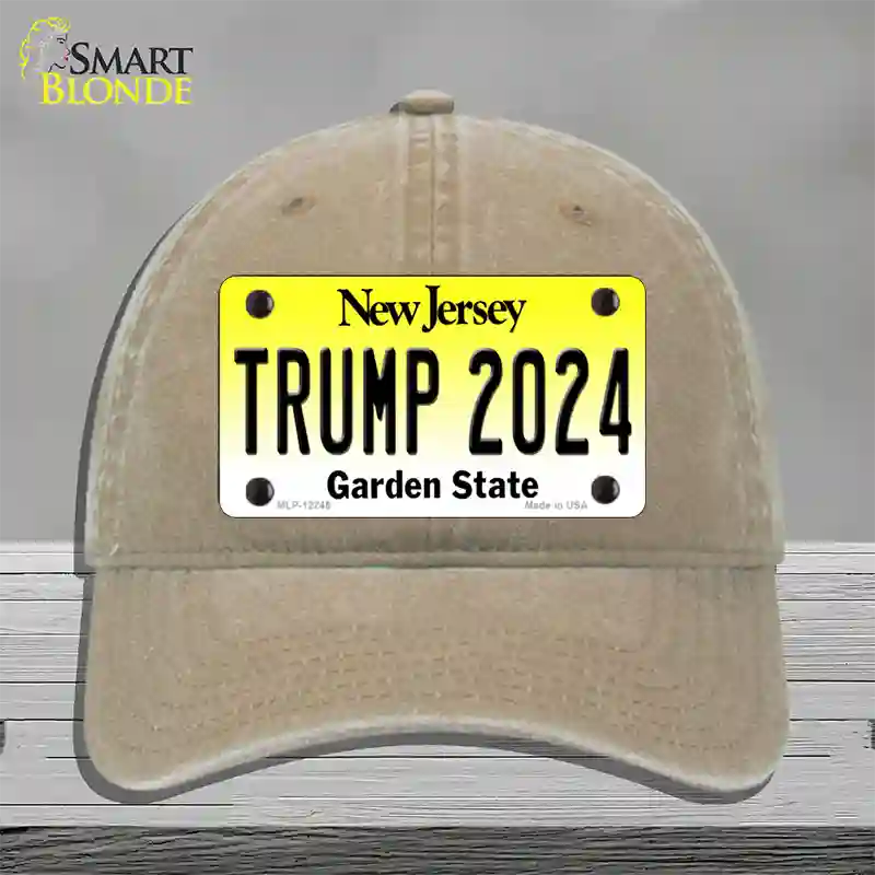 Trump 2024 New Jersey Novelty License Plate Hat Unconstructed Cotton / Khaki