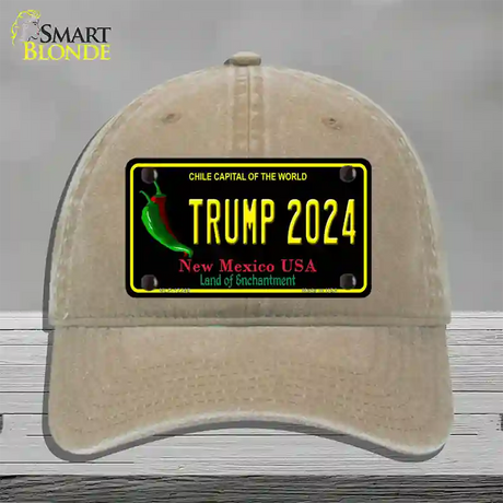 Trump 2024 New Mexico Novelty License Plate Hat Unconstructed Cotton / Khaki