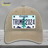 Trump 2024 Oregon Novelty License Plate Hat Unconstructed Cotton / Khaki