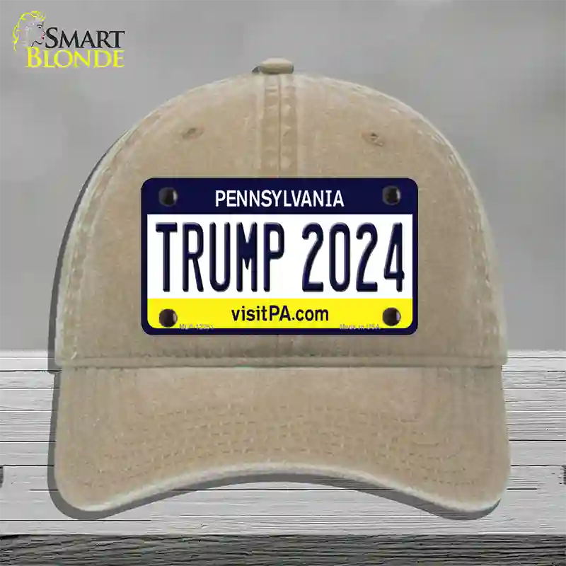 Trump 2024 Pennsylvania Novelty License Plate Hat Unconstructed Cotton / Khaki