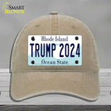 Trump 2024 Rhode Island Novelty License Plate Hat Unconstructed Cotton / Khaki