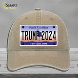 Trump 2024 South Carolina Novelty License Plate Hat Unconstructed Cotton / Khaki