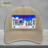 Trump 2024 South Dakota Novelty License Plate Hat Unconstructed Cotton / Khaki