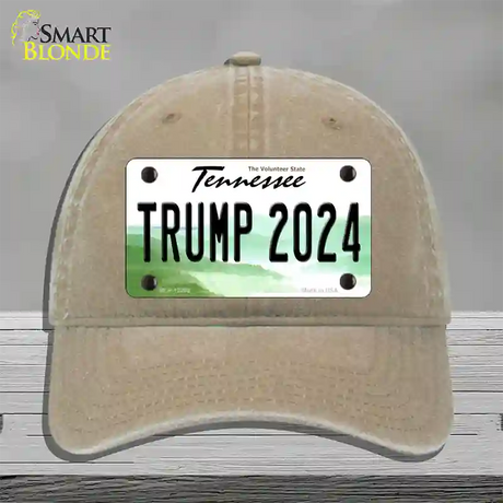 Trump 2024 Tennessee Novelty License Plate Hat Unconstructed Cotton / Khaki