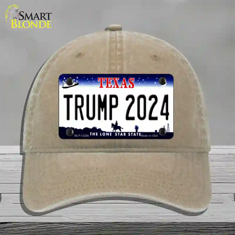 Trump 2024 Texas Novelty License Plate Hat Unconstructed Cotton / Khaki