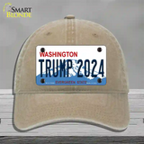 Trump 2024 Washington Novelty License Plate Hat Unconstructed Cotton / Khaki