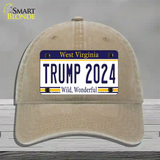 Trump 2024 West Virginia Novelty License Plate Hat Unconstructed Cotton / Khaki