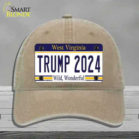 Trump 2024 West Virginia Novelty License Plate Hat Unconstructed Cotton / Khaki