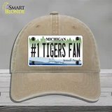 Number 1 Tigers Fan Michigan Novelty License Plate Hat Unconstructed Cotton / Khaki