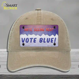 Hate Seeing Red Vote Blue Novelty License Plate Hat Unconstructed Cotton / Khaki