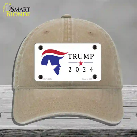 Trump 2024 Silhouette Novelty License Plate Hat Unconstructed Cotton / Khaki