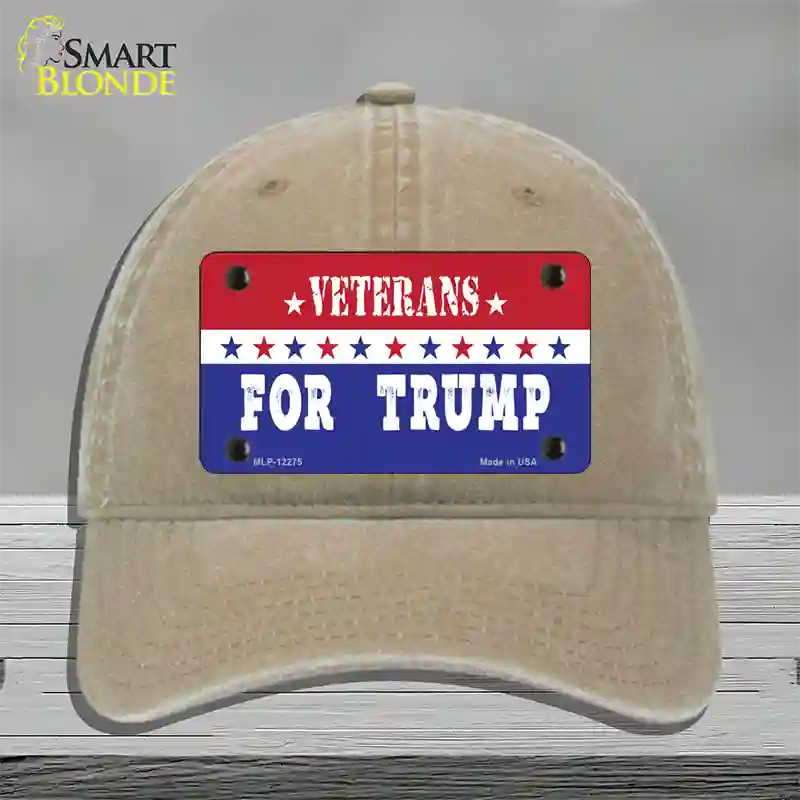 Veterans For Trump Novelty License Plate Hat Unconstructed Cotton / Khaki