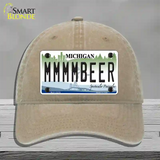 Michigan MMMMBeer Novelty License Plate Hat Unconstructed Cotton / Khaki