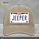 Ohio Jeeper Novelty License Plate Hat Unconstructed Cotton / Khaki