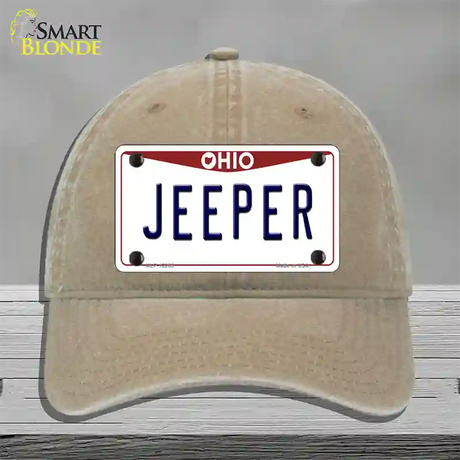 Ohio Jeeper Novelty License Plate Hat Unconstructed Cotton / Khaki