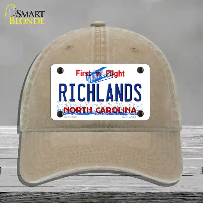 North Carolina Richlands Novelty License Plate Hat Unconstructed Cotton / Khaki