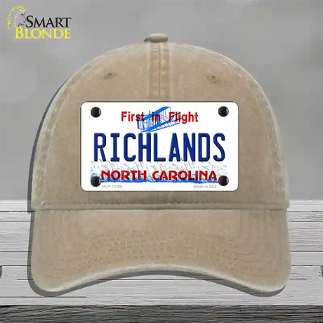 North Carolina Richlands Novelty License Plate Hat Unconstructed Cotton / Khaki