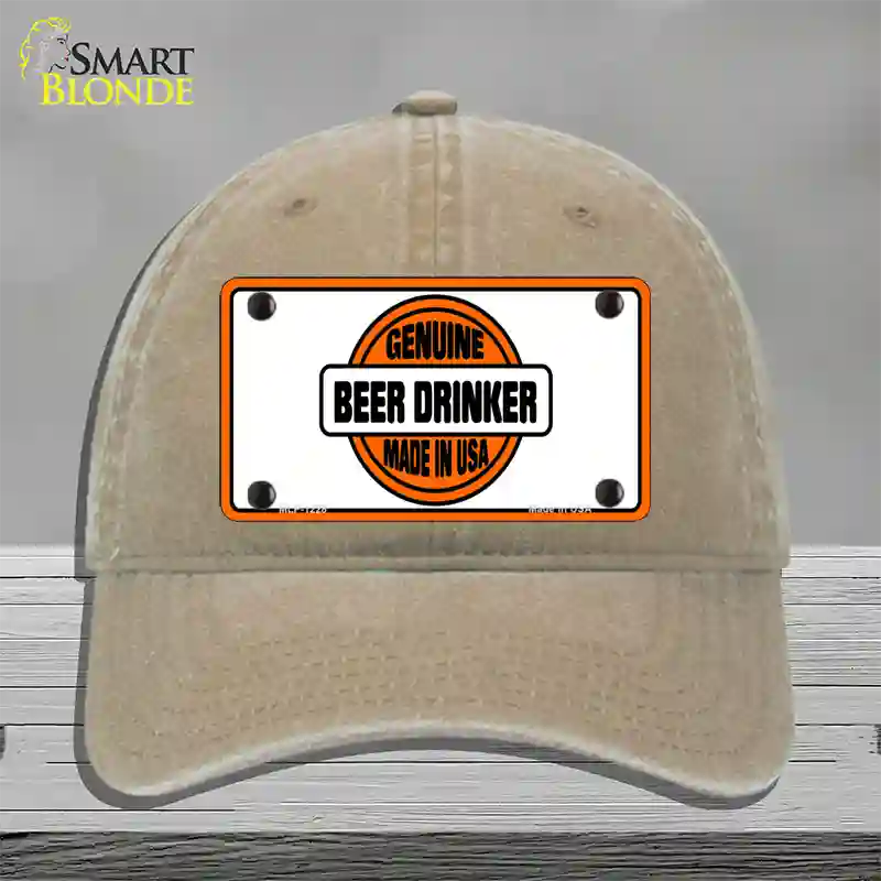 Genuine Beer Drinker Novelty License Plate Hat Unconstructed Cotton / Khaki