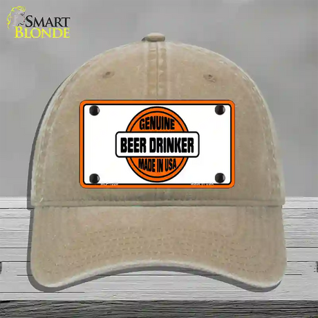 Genuine Beer Drinker Novelty License Plate Hat Unconstructed Cotton / Khaki