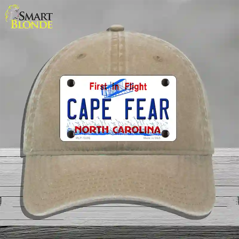 North Carolina Cape Fear Novelty License Plate Hat Unconstructed Cotton / Khaki