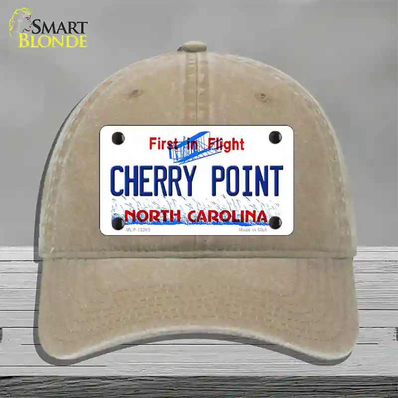 North Carolina Cherry Point Novelty License Plate Hat Unconstructed Cotton / Khaki