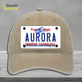 North Carolina Aurora Novelty License Plate Hat Unconstructed Cotton / Khaki