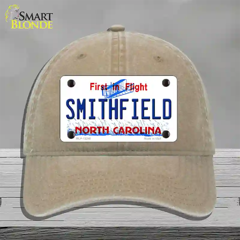 North Carolina Smithfield Novelty License Plate Hat Unconstructed Cotton / Khaki