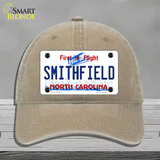 North Carolina Smithfield Novelty License Plate Hat Unconstructed Cotton / Khaki