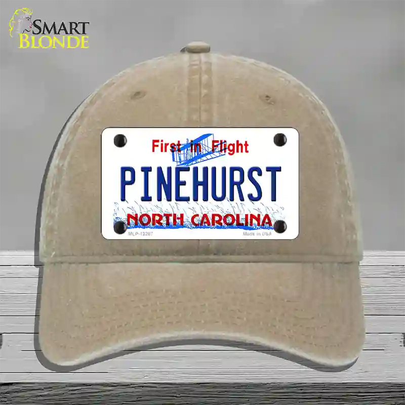 North Carolina Pinehurst Novelty License Plate Hat Unconstructed Cotton / Khaki