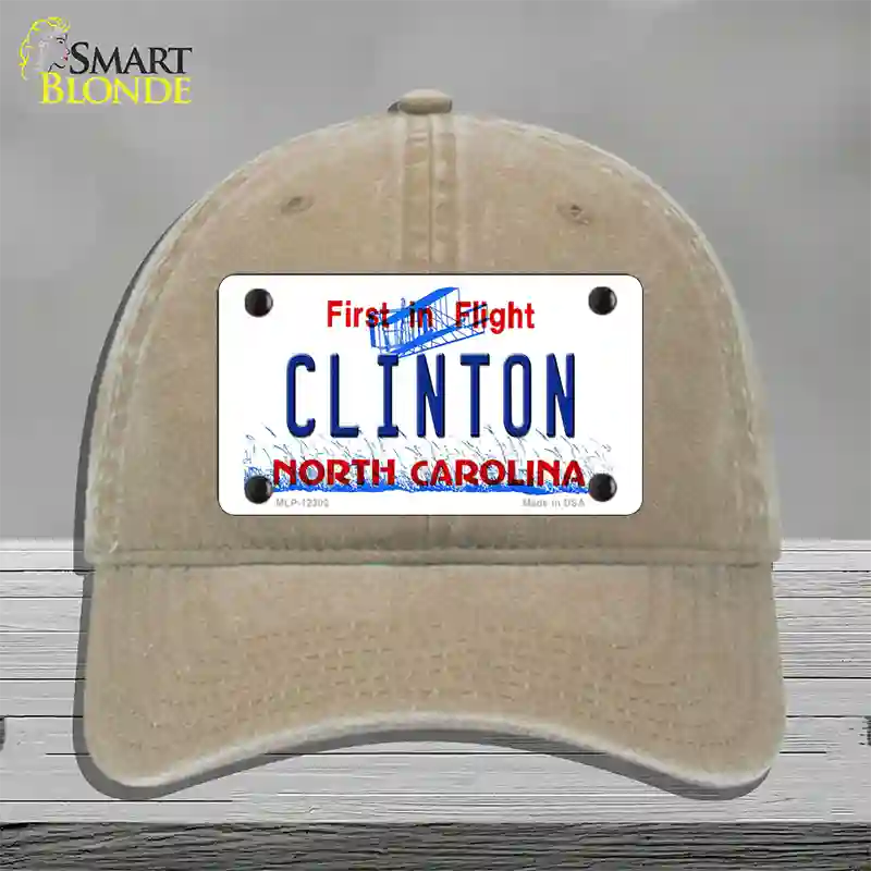 North Carolina Clinton Novelty License Plate Hat Unconstructed Cotton / Khaki