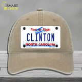 North Carolina Clinton Novelty License Plate Hat Unconstructed Cotton / Khaki