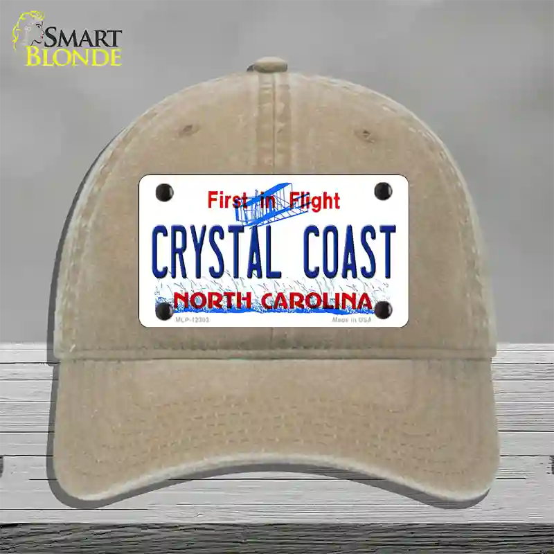 North Carolina Crystal Coast Novelty License Plate Hat Unconstructed Cotton / Khaki