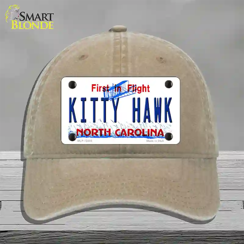 North Carolina Kitty Hawk Novelty License Plate Hat Unconstructed Cotton / Khaki