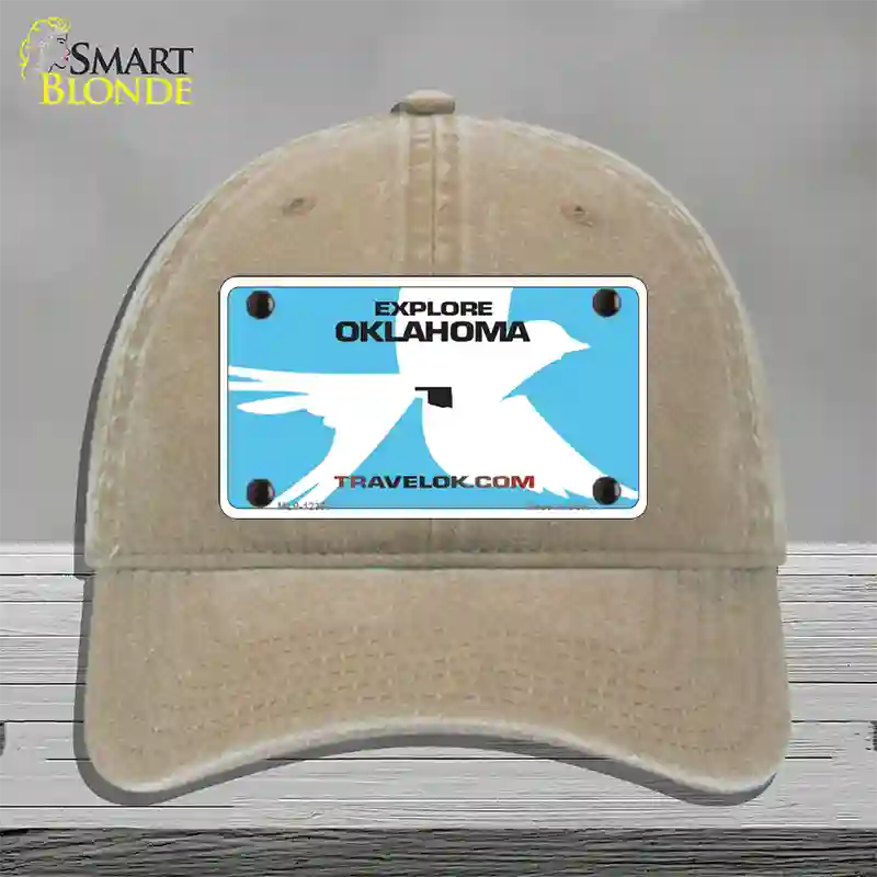 Oklahoma Travel Blank Novelty License Plate Hat Unconstructed Cotton / Khaki