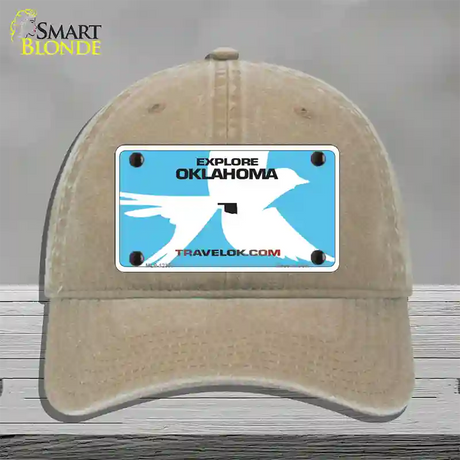 Oklahoma Travel Blank Novelty License Plate Hat Unconstructed Cotton / Khaki