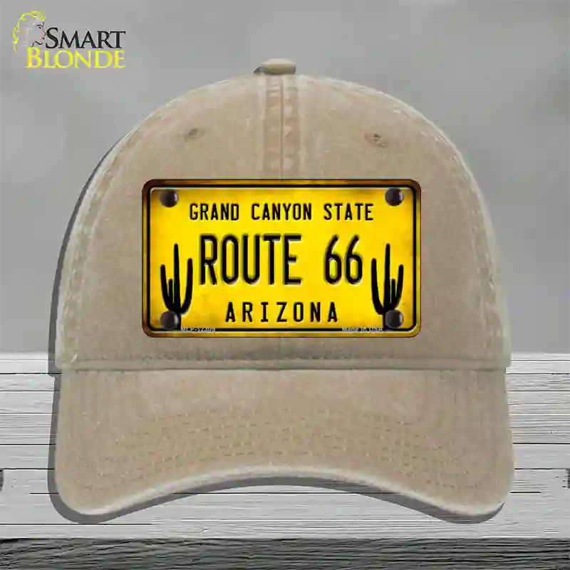 Arizona Route 66 Novelty License Plate Hat Unconstructed Cotton / Khaki