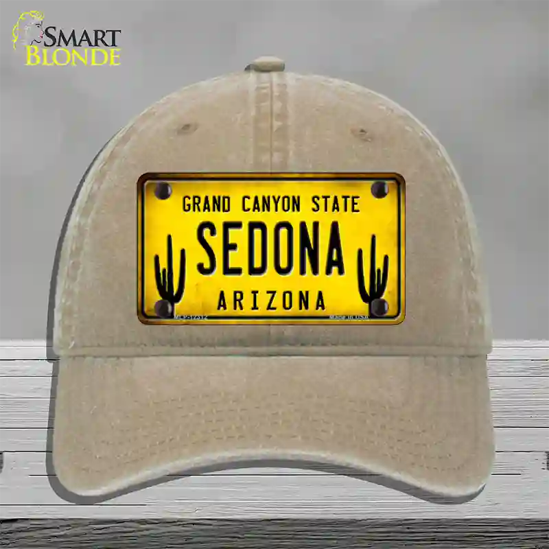 Arizona Sedona Novelty License Plate Hat Unconstructed Cotton / Khaki