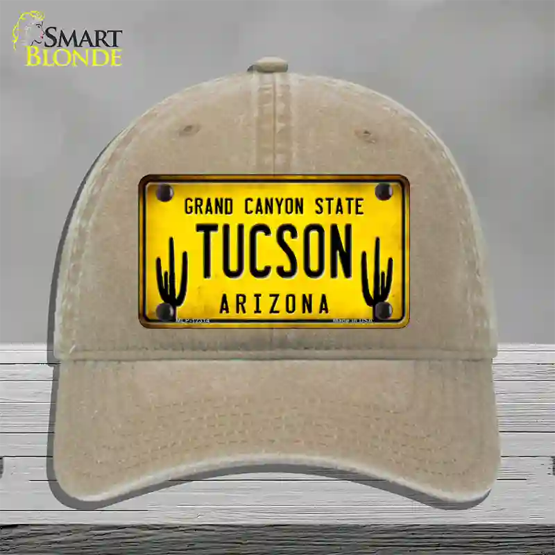 Arizona Tucson Novelty License Plate Hat Unconstructed Cotton / Khaki