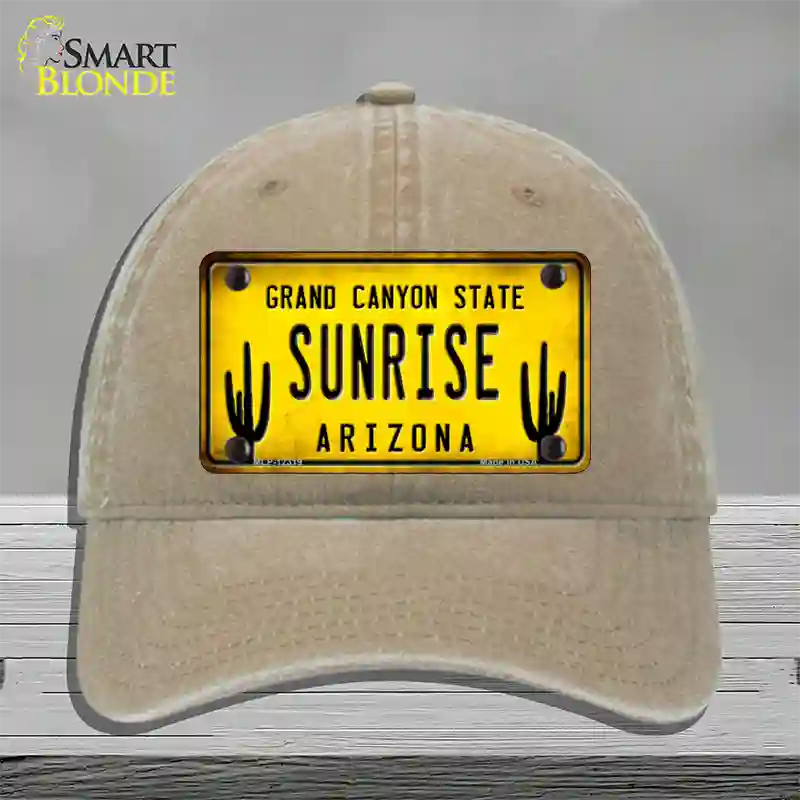 Arizona Sunrise Novelty License Plate Hat Unconstructed Cotton / Khaki