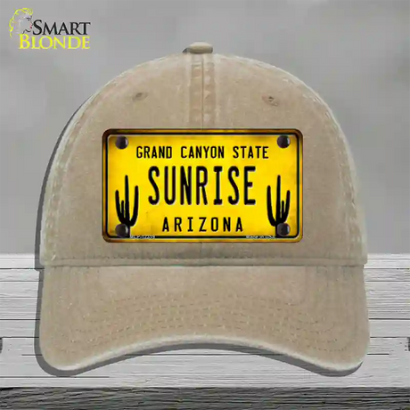 Arizona Sunrise Novelty License Plate Hat Unconstructed Cotton / Khaki