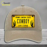 Arizona Cowboy Novelty License Plate Hat Unconstructed Cotton / Khaki