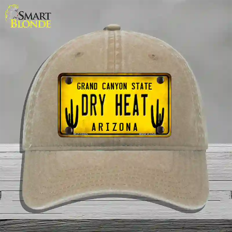 Arizona Dry Heat Novelty License Plate Hat Unconstructed Cotton / Khaki