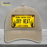 Arizona Dry Heat Novelty License Plate Hat Unconstructed Cotton / Khaki