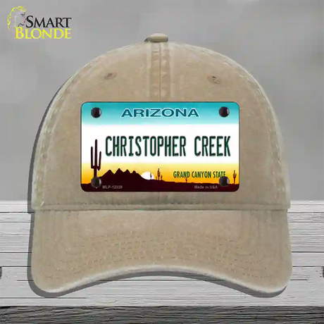 Christopher Creek Arizona Novelty License Plate Hat Unconstructed Cotton / Khaki