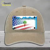 South Carolina with American Flag Novelty License Plate Hat Unconstructed Cotton / Khaki