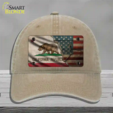 California/American Flag Novelty License Plate Hat Unconstructed Cotton / Khaki