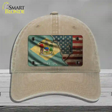 Delaware/American Flag Novelty License Plate Hat Unconstructed Cotton / Khaki