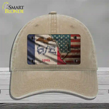 Iowa/American Flag Novelty License Plate Hat Unconstructed Cotton / Khaki